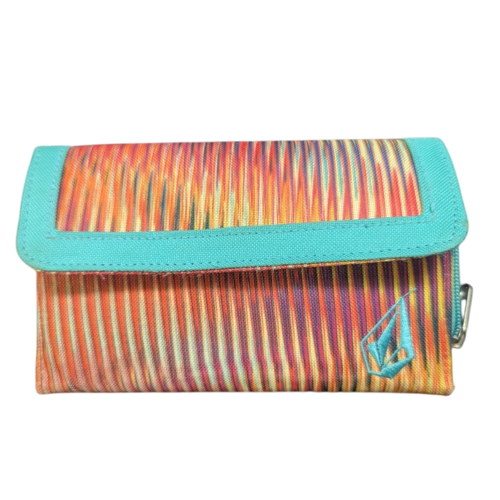 Volcom Y2K Multicolor Striped Trifold Wallet Surf Skate